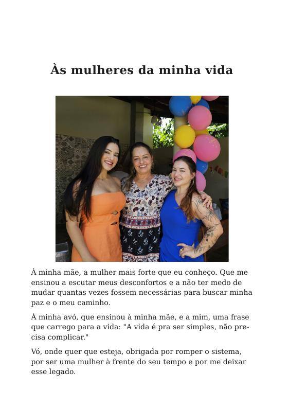 Página do livro: Às mulheres da minha vida